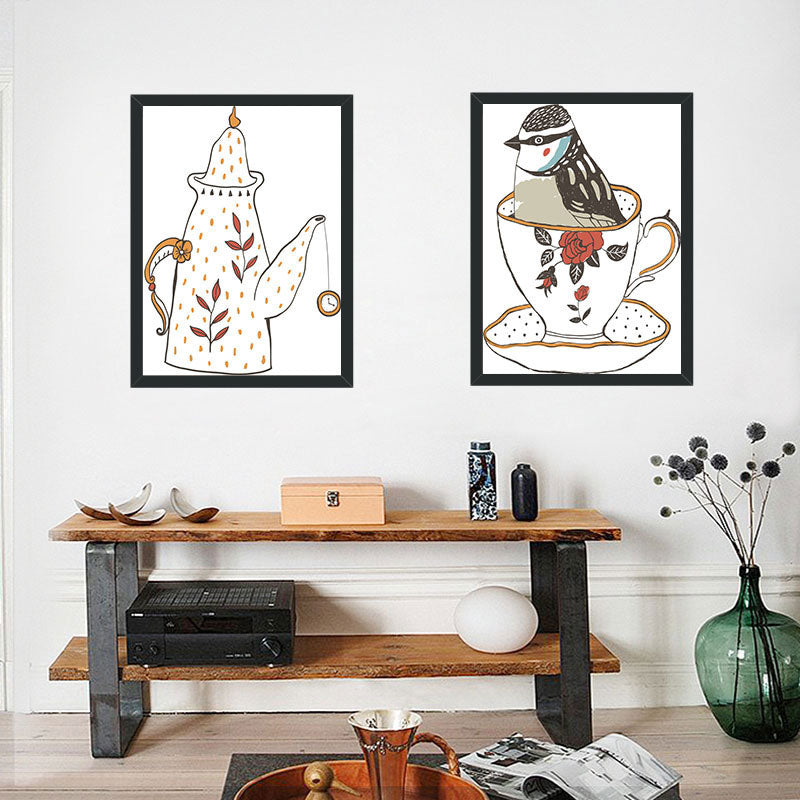 Vivolux | Klassisches Teeservice Wanddekoration Leinwand Dekorative Dunkel Farbige Kunstdrucke für das Esszimmer