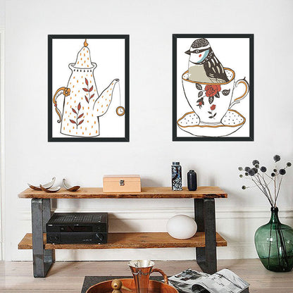 Vivolux | Klassisches Teeservice Wanddekoration Leinwand Dekorative Dunkel Farbige Kunstdrucke für das Esszimmer