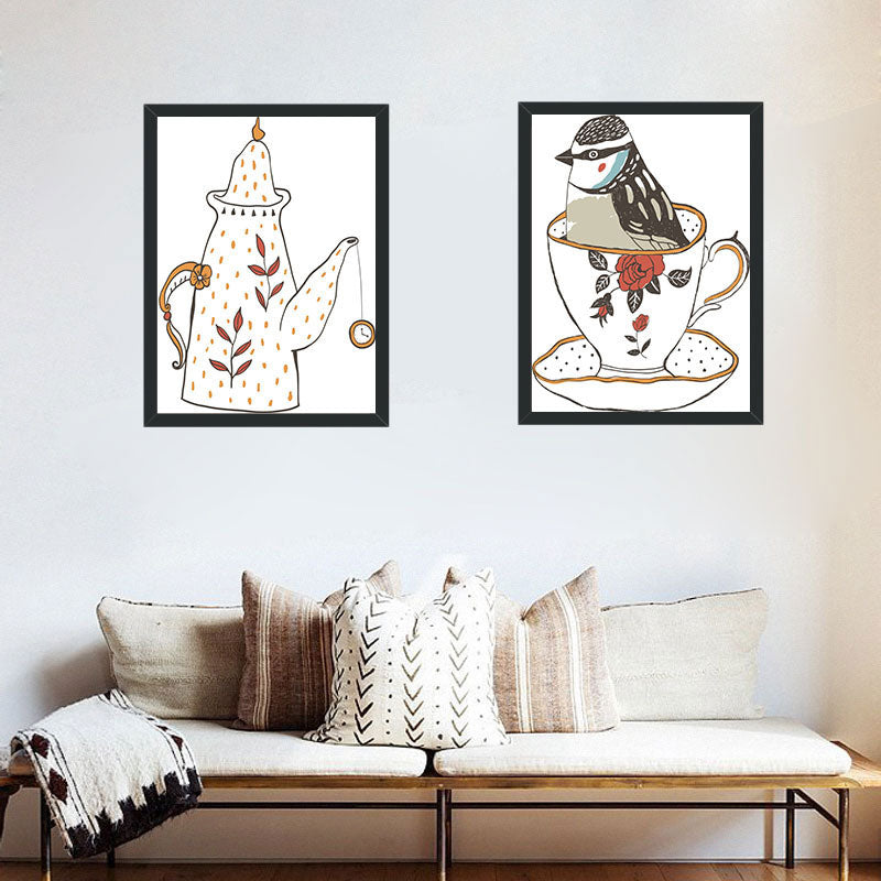 Vivolux | Klassisches Teeservice Wanddekoration Leinwand Dekorative Dunkel Farbige Kunstdrucke für das Esszimmer