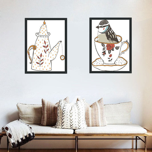 Vivolux | Klassisches Teeservice Wanddekoration Leinwand Dekorative Dunkel Farbige Kunstdrucke für das Esszimmer