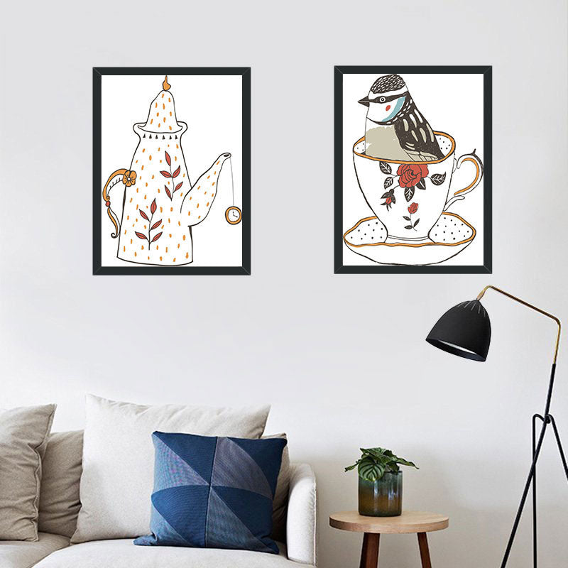 Vivolux | Klassisches Teeservice Wanddekoration Leinwand Dekorative Dunkel Farbige Kunstdrucke für das Esszimmer