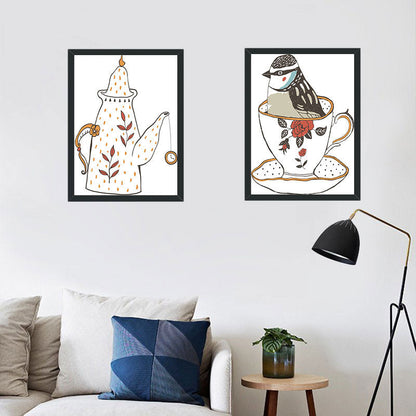 Vivolux | Klassisches Teeservice Wanddekoration Leinwand Dekorative Dunkel Farbige Kunstdrucke für das Esszimmer