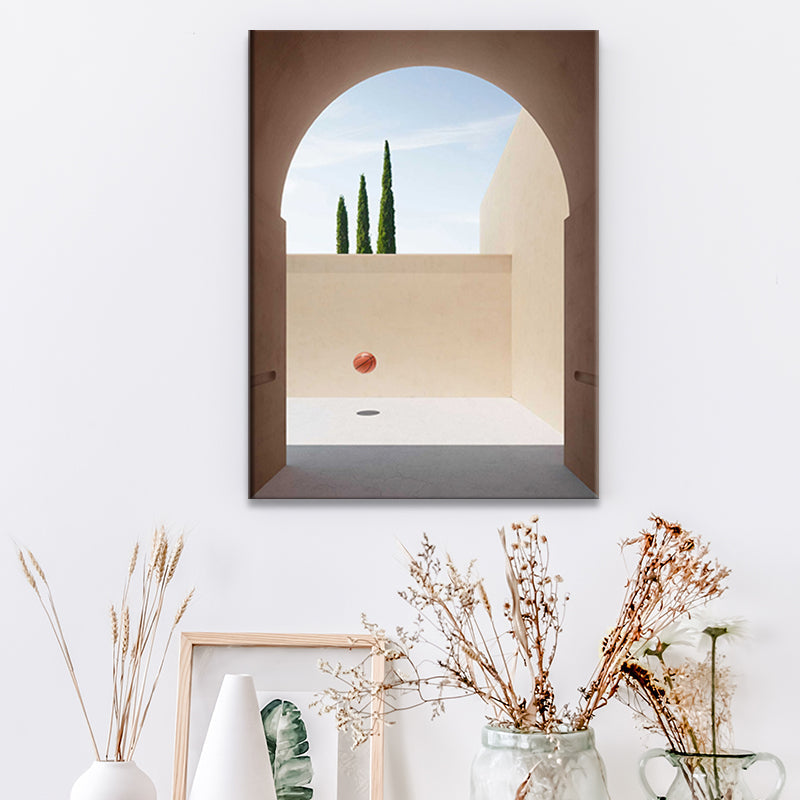 Vivolux | Bouw- en Boom Wanddecoratie Hedendaagse Textuur Canvas Print in Zachte Kleur voor Slaapkamer