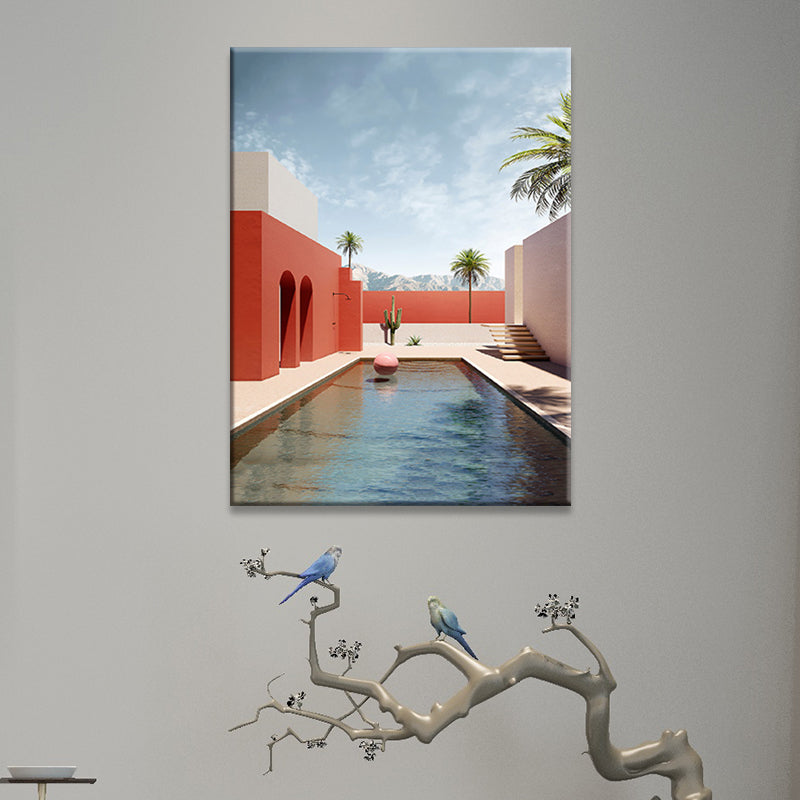 Vivolux | Bouw- en Boom Wanddecoratie Hedendaagse Textuur Canvas Print in Zachte Kleur voor Slaapkamer