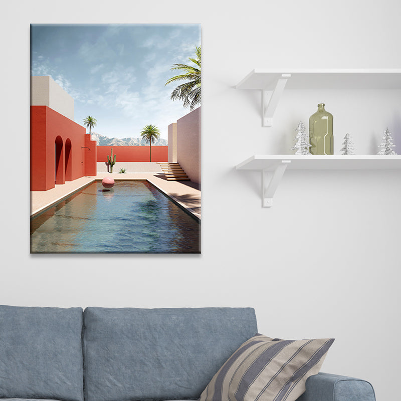 Vivolux | Bouw- en Boom Wanddecoratie Hedendaagse Textuur Canvas Print in Zachte Kleur voor Slaapkamer