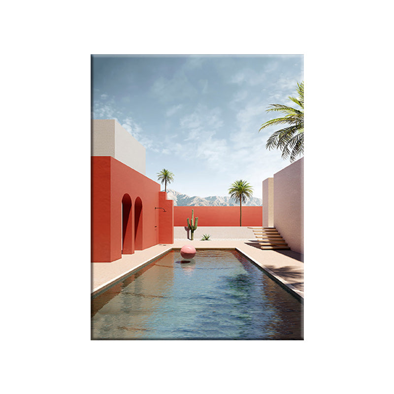 Vivolux | Bouw- en Boom Wanddecoratie Hedendaagse Textuur Canvas Print in Zachte Kleur voor Slaapkamer