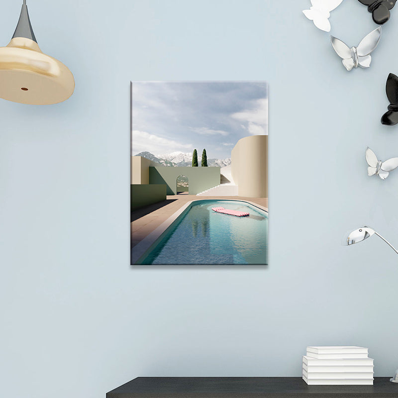 Vivolux | Bouw- en Boom Wanddecoratie Hedendaagse Textuur Canvas Print in Zachte Kleur voor Slaapkamer