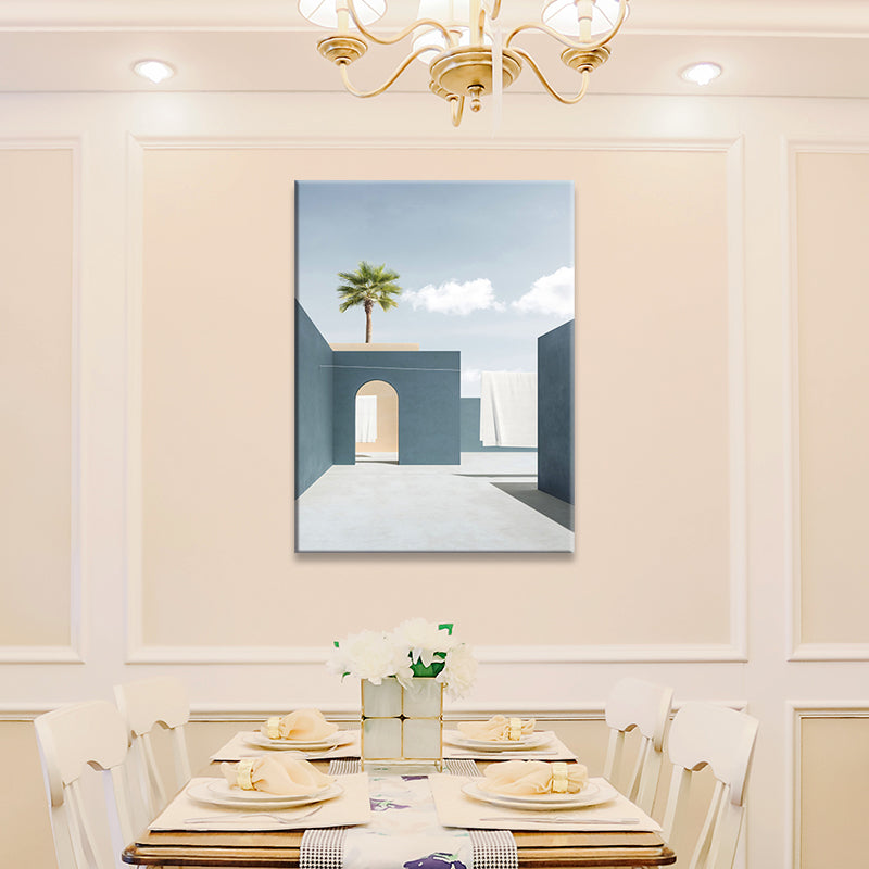 Vivolux | Bouw- en Boom Wanddecoratie Hedendaagse Textuur Canvas Print in Zachte Kleur voor Slaapkamer