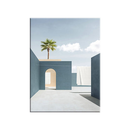 Vivolux | Bouw- en Boom Wanddecoratie Hedendaagse Textuur Canvas Print in Zachte Kleur voor Slaapkamer