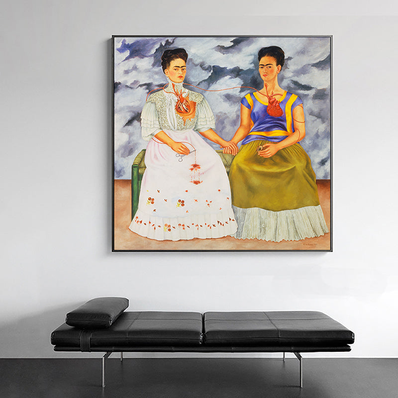 Vivolux | Texturierte Zwei Frida Malerei Leinwanddruck Surrealismus Stil Wandkunst für das Wohnzimmer