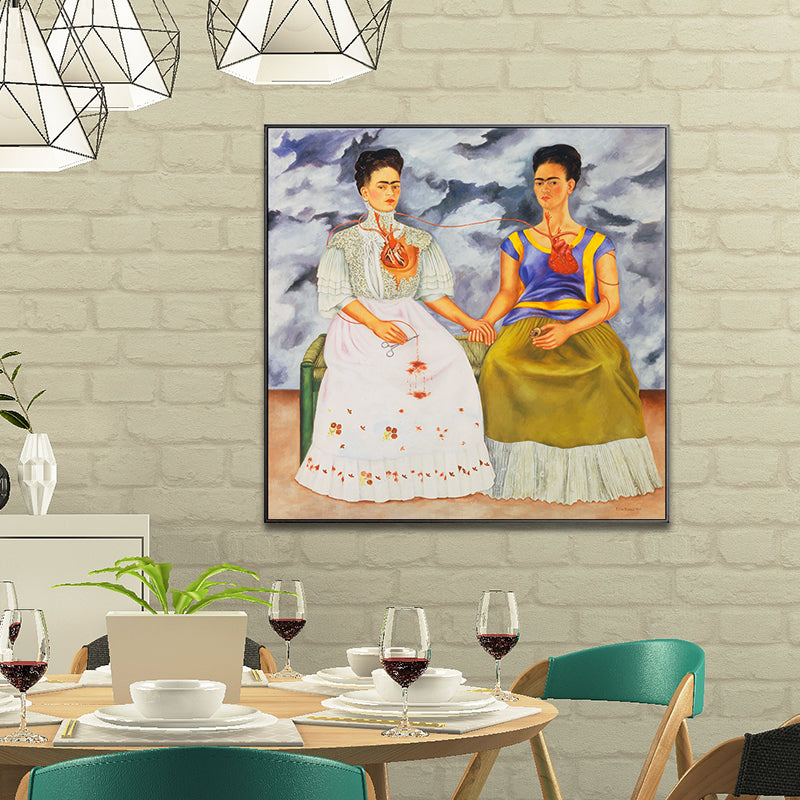 Vivolux | Texturierte Zwei Frida Malerei Leinwanddruck Surrealismus Stil Wandkunst für das Wohnzimmer