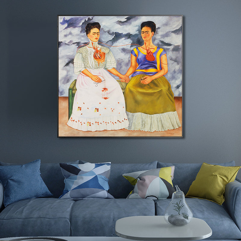 Vivolux | Texturierte Zwei Frida Malerei Leinwanddruck Surrealismus Stil Wandkunst für das Wohnzimmer