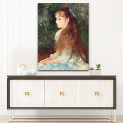 Vivolux | Blaue impressionistische Leinwanddruck Malerei Renoir das junge Mädchen Elaine Wandkunst für das Esszimmer