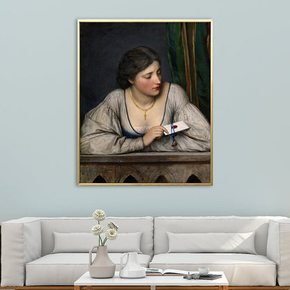 Vivolux | Vintage Figur Ölmalerei Leinwand Haus Innenraum Wandkunst Dekor in Pastellfarbe