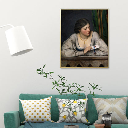Vivolux | Vintage Figur Ölmalerei Leinwand Haus Innenraum Wandkunst Dekor in Pastellfarbe