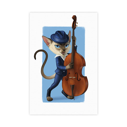 Vivolux | Strukturiert Lichtfarbe Malerei Zeitgenössisch Katze Spielt Instrument Leinwand Wandkunst