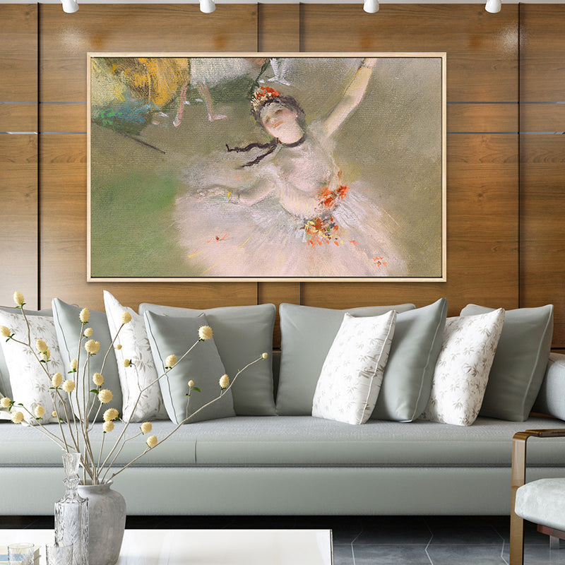Vivolux | Degas tanzende Ballerina Gemälde im weißen Retro-Stil Wandkunst Druck für das Schlafzimmer