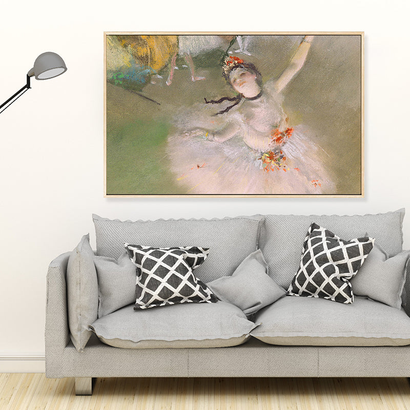 Vivolux | Degas tanzende Ballerina Gemälde im weißen Retro-Stil Wandkunst Druck für das Schlafzimmer