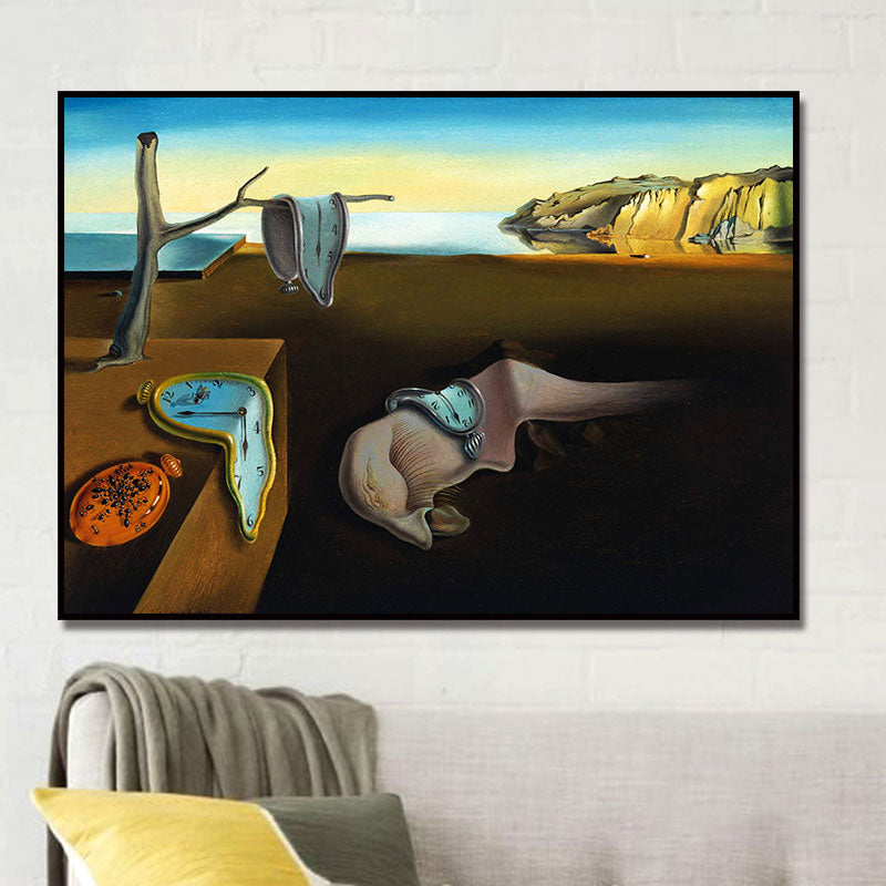Vivolux | Surrealistische Salvador Dali Wandkunst Braun das Bestehen der Erinnerung Gemälde für Zuhause