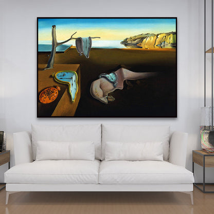 Vivolux | Surrealistische Salvador Dali Wandkunst Braun das Bestehen der Erinnerung Gemälde für Zuhause