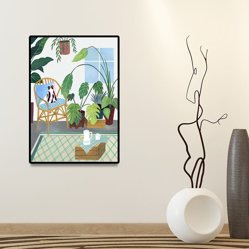 Vivolux | Kat Gewikkelde Canvas Simpliciteit Ontspannen Potplant Wanddecoratie in Groen voor de Salon