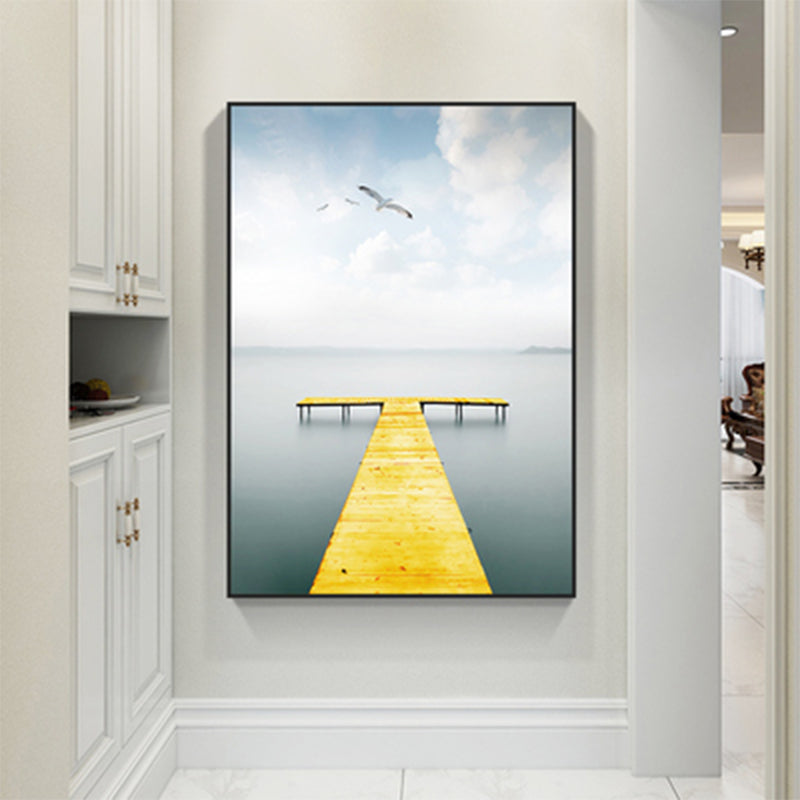 Vivolux | Zachte kleur zeezicht canvasprints landschap modernistische thuiswanddecoratie voor tekenruimte