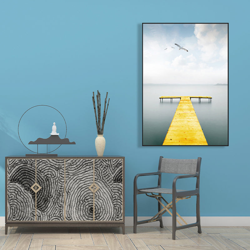 Vivolux | Zachte kleur zeezicht canvasprints landschap modernistische thuiswanddecoratie voor tekenruimte