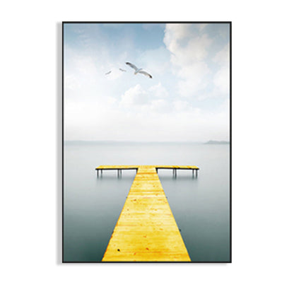 Vivolux | Zachte kleur zeezicht canvasprints landschap modernistische thuiswanddecoratie voor tekenruimte