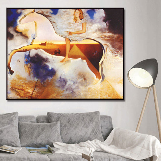 Vivolux | Textured Paardenrijden Schilderij Moderne Stijl Canvas Muurkunst, Meerdere Maatopties