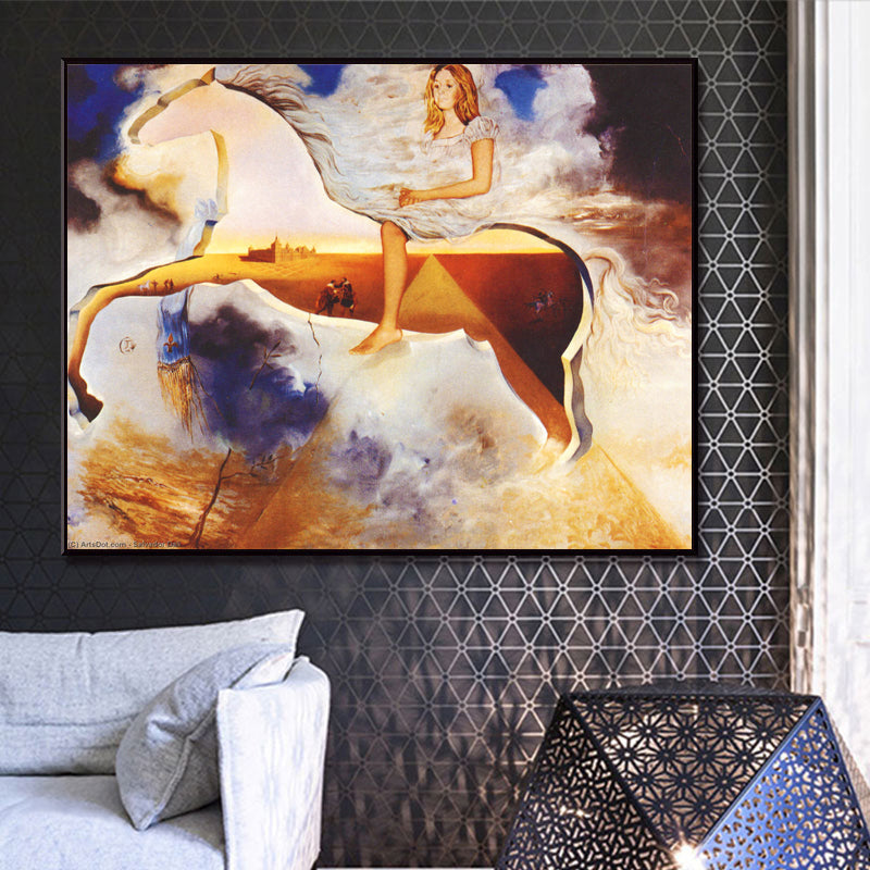 Vivolux | Textured Paardenrijden Schilderij Moderne Stijl Canvas Muurkunst, Meerdere Maatopties