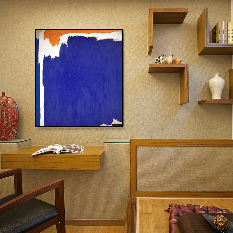 Vivolux | Abstrakte Farbblockmalerei Minimalistische Leinwand Wandkunst in Blau und Orange