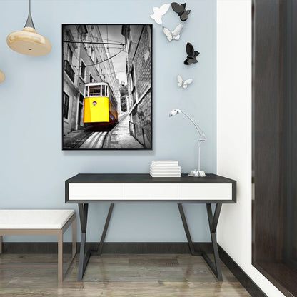 Vivolux | Tramcar Wandkunst Deko Hedendaags Decoratief für Wohnzimmer Leinwanddrucke in Gelb