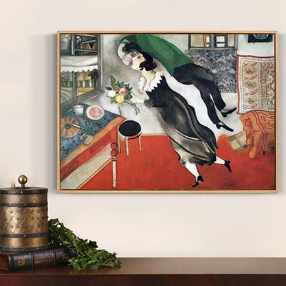 Vivolux | Schwarz und Weiß Fauvismus Leinwand Marc Chagall das Geburtstagsgemälde Wandkunstdruck für Zimmer