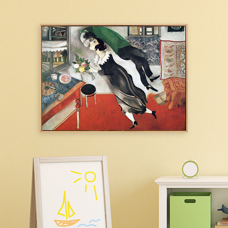 Vivolux | Schwarz und Weiß Fauvismus Leinwand Marc Chagall das Geburtstagsgemälde Wandkunstdruck für Zimmer