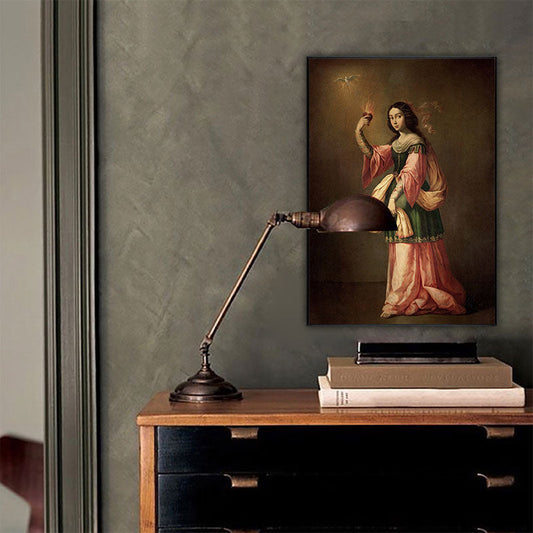 Vivolux | Retro Allegorie der Wohltätigkeit Gemälde Braun Texturiertes Wandkunst Druck für Haus Innenräume