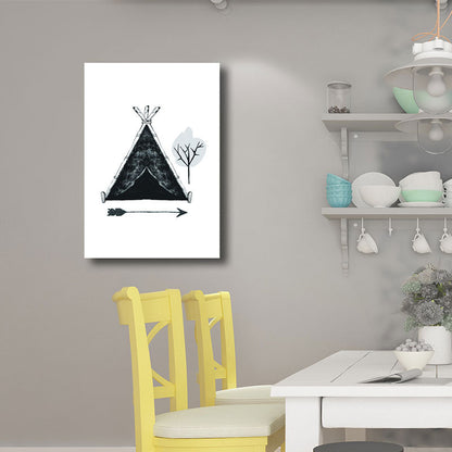 Vivolux | Hobby Camp Wandkunst Druck Skandinavisch Texturiertes Eingewickeltes Leinwand in Schwarz für das Wohnzimmer