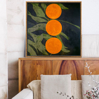 Vivolux | Skandinavischer Stil Blätter Muster Kunst Leinwand Orange Natürliche Botanische Wanddekoration