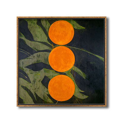 Vivolux | Skandinavischer Stil Blätter Muster Kunst Leinwand Orange Natürliche Botanische Wanddekoration
