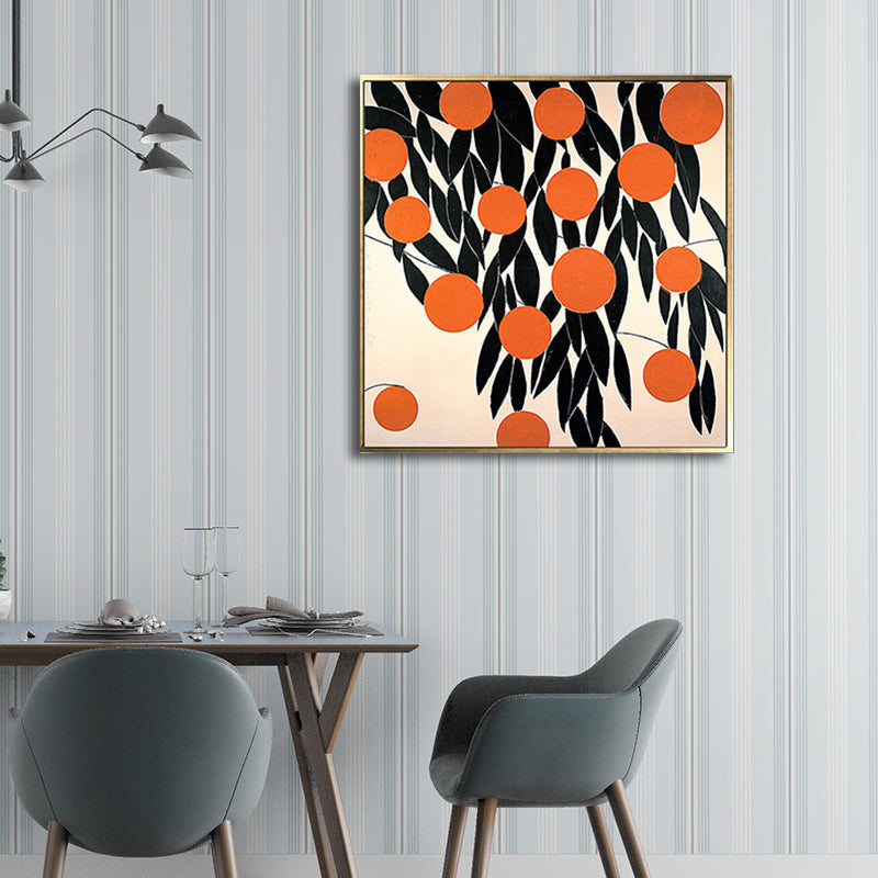 Vivolux | Skandinavischer Stil Blätter Muster Kunst Leinwand Orange Natürliche Botanische Wanddekoration