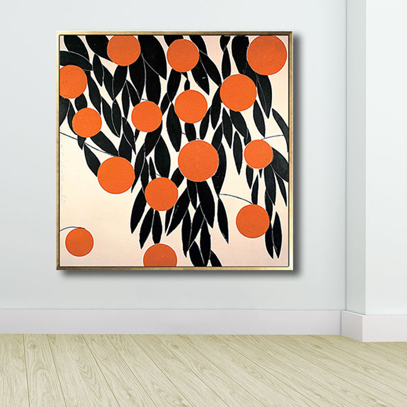 Vivolux | Skandinavischer Stil Blätter Muster Kunst Leinwand Orange Natürliche Botanische Wanddekoration