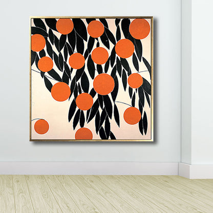 Vivolux | Skandinavischer Stil Blätter Muster Kunst Leinwand Orange Natürliche Botanische Wanddekoration