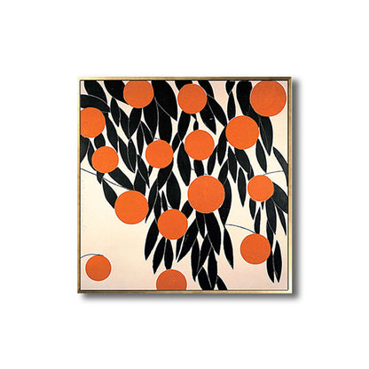 Vivolux | Skandinavischer Stil Blätter Muster Kunst Leinwand Orange Natürliche Botanische Wanddekoration