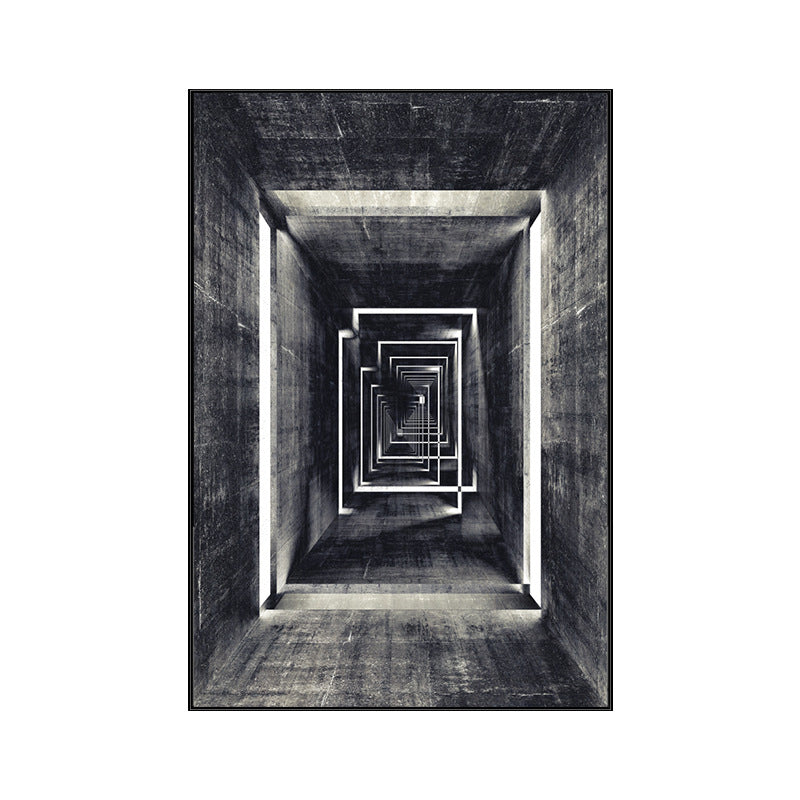 Vivolux | Dunkelfarbige Baukunst Druck Texturiertes Skandinavisches Wohnzimmer Leinwand, Mehrere Größen