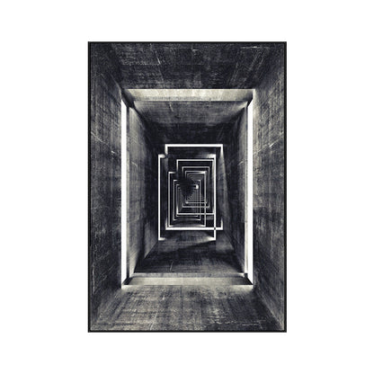 Vivolux | Dunkelfarbige Baukunst Druck Texturiertes Skandinavisches Wohnzimmer Leinwand, Mehrere Größen