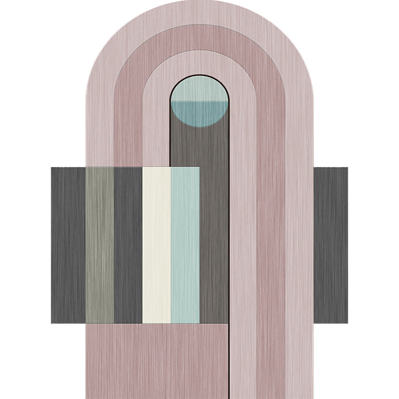 Vivolux | Neuheiten Wohnzimmer Ungleichmäßiger Teppich in Pink Farbblock Bogen Rechteck Druck Teppich Polyester Maschinenwaschbarer Teppich