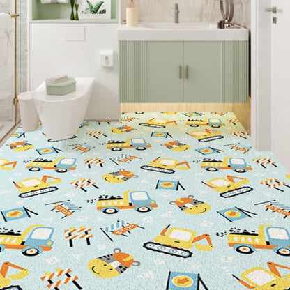 Vivolux | Kinderslaapkamer Tapijt in Blauwe Auto's & Wegen Graafmachine Zebra Print Tapijt PVC Machine Wasbaar Gebied Tapijt