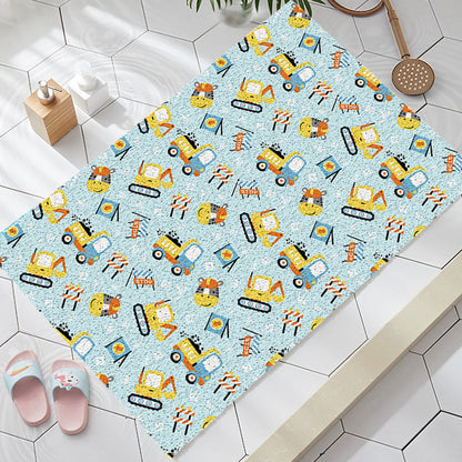 Vivolux | Kinderslaapkamer Tapijt in Blauwe Auto's & Wegen Graafmachine Zebra Print Tapijt PVC Machine Wasbaar Gebied Tapijt