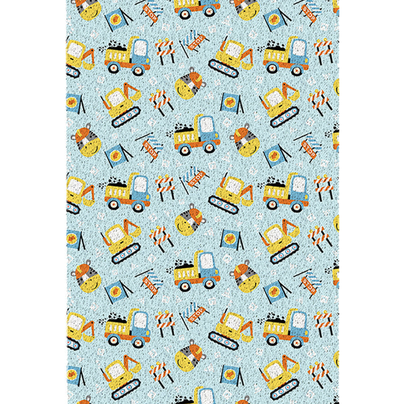 Vivolux | Kinderslaapkamer Tapijt in Blauwe Auto's & Wegen Graafmachine Zebra Print Tapijt PVC Machine Wasbaar Gebied Tapijt