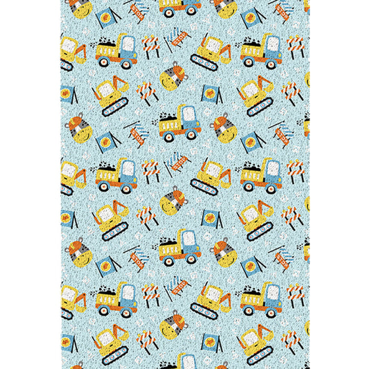 Vivolux | Kinderslaapkamer Tapijt in Blauwe Auto's & Wegen Graafmachine Zebra Print Tapijt PVC Machine Wasbaar Gebied Tapijt