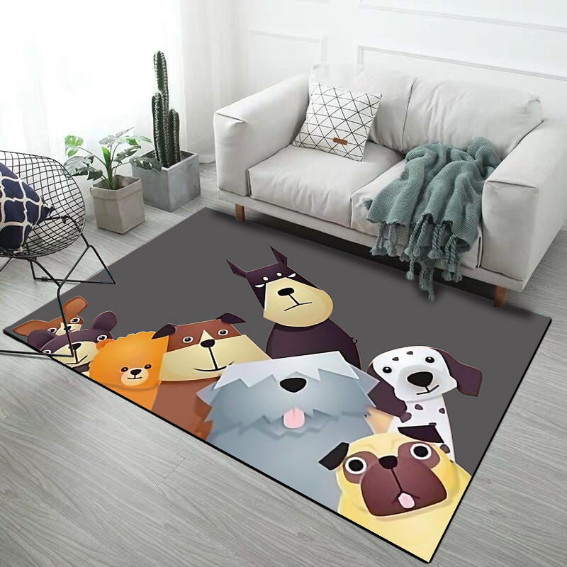 Vivolux | Stijlvol Kinder Tapijt in Roze en Grijs Dier Eenhoorn Konijn Hond Patroon Tapijt Polyester Antislip Vloerkleed voor Kinderkamer